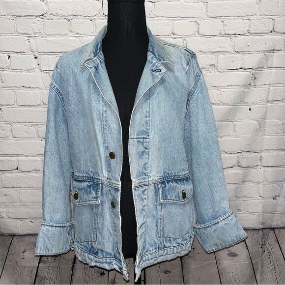 Vintage 80s Calvin Klein Distressed Jean Jacket Size Medium - Picture 6 of 13